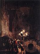 POEL, Egbert van der Celebration by Torchlight on the Oude Delft France oil painting artist